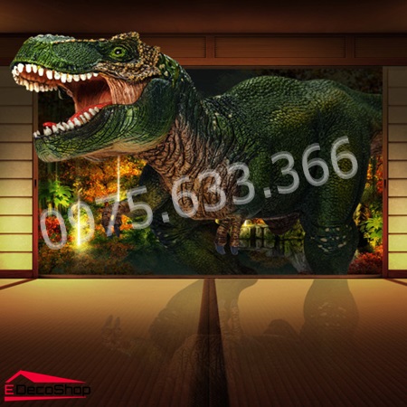 Tranh Dán Tường 3D Khủng long E004