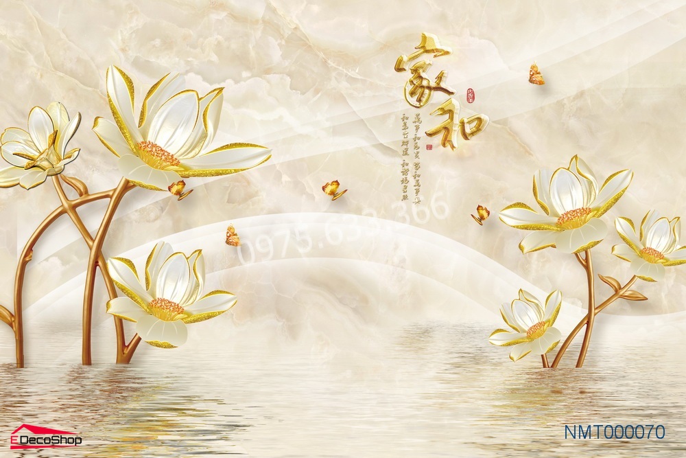 Tranh Dán Tường 3D hoa sen E0006