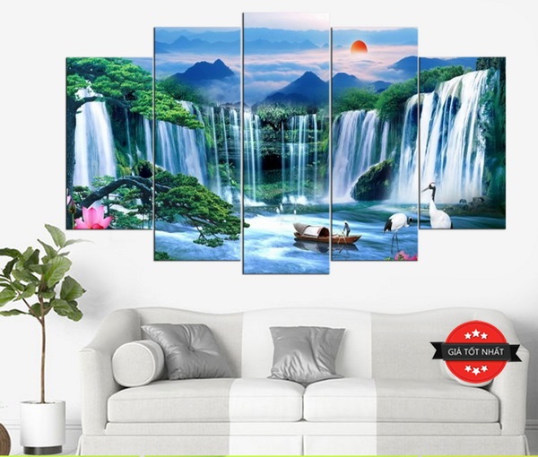 Tranh bộ treo tường sơn thủy hữu tình E0014