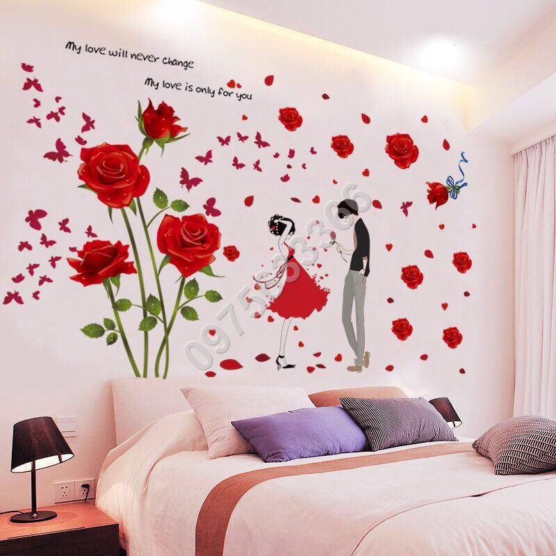 Decal trang trí hoa hồng tình yêu EN211