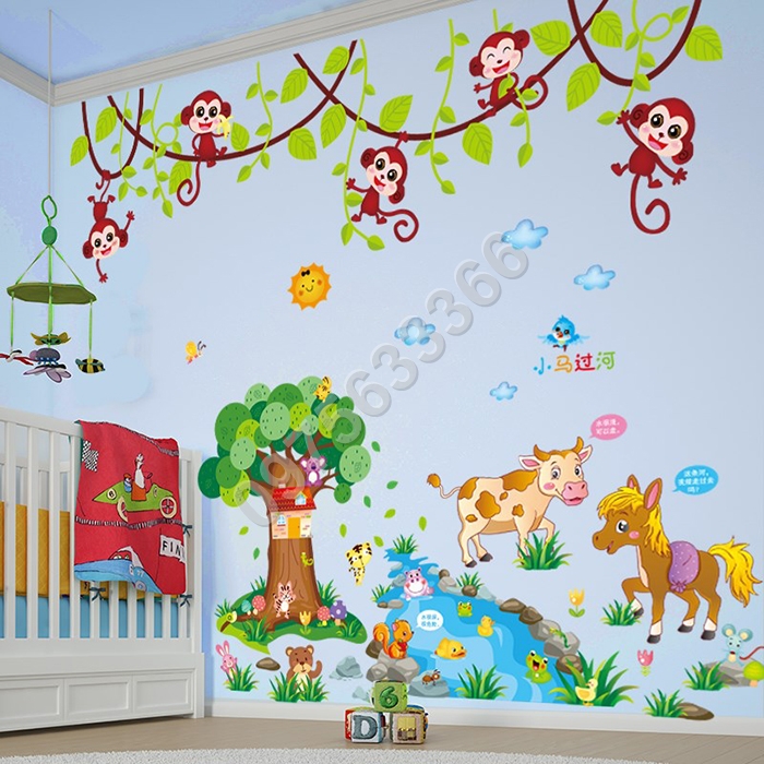 Decal trang trí ngựa và khỉ leo cây EN218