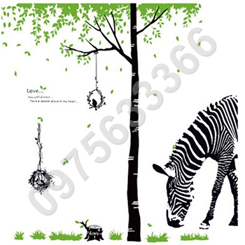 Decal trang trí ngựa ăn cỏ EN004