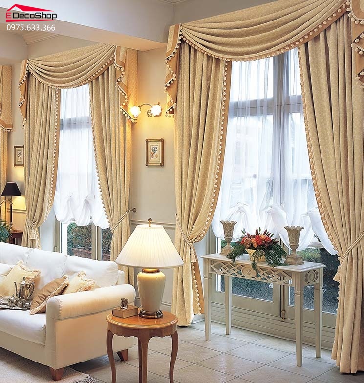 Rèm vải Hàn Quốc phong cách cổ điển E005