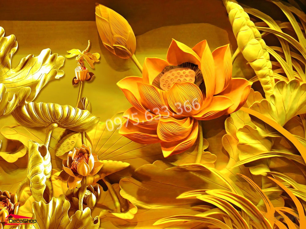 Tranh Dán Tường 3D Hoa Sen E011