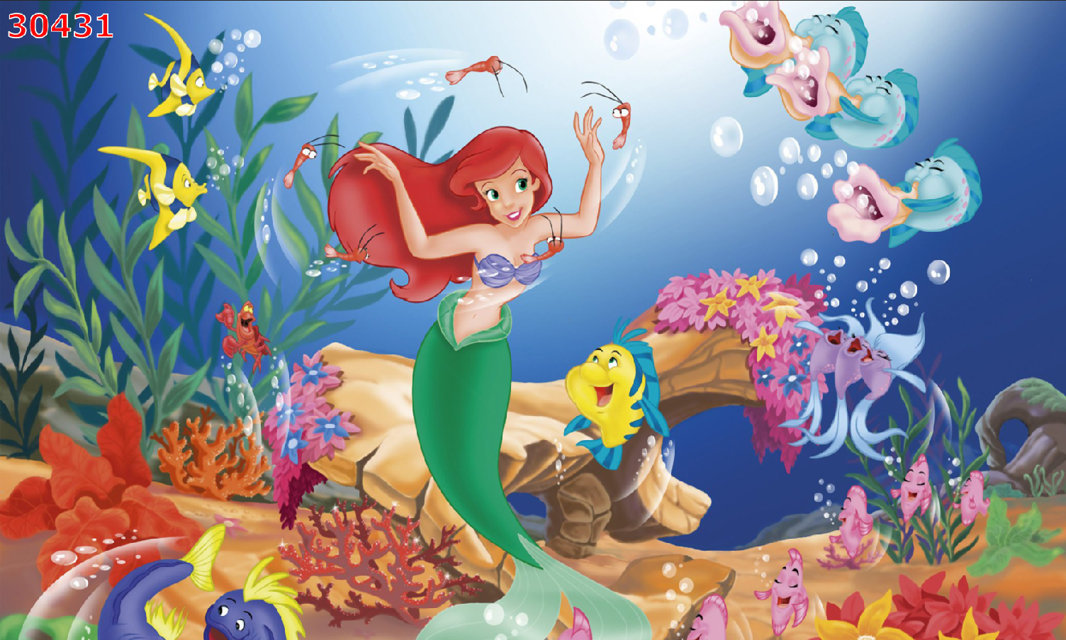 Tranh Dán Tường 3D Trẻ Em Nàng Tiên Cá Ariel E018